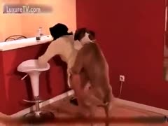 Her dog chases this chick till the girl gets gangbanged.